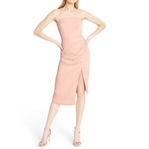 Cushnie Blush Pink Strapless Asymmetrical A-Line Midi Dress Formal Size 2